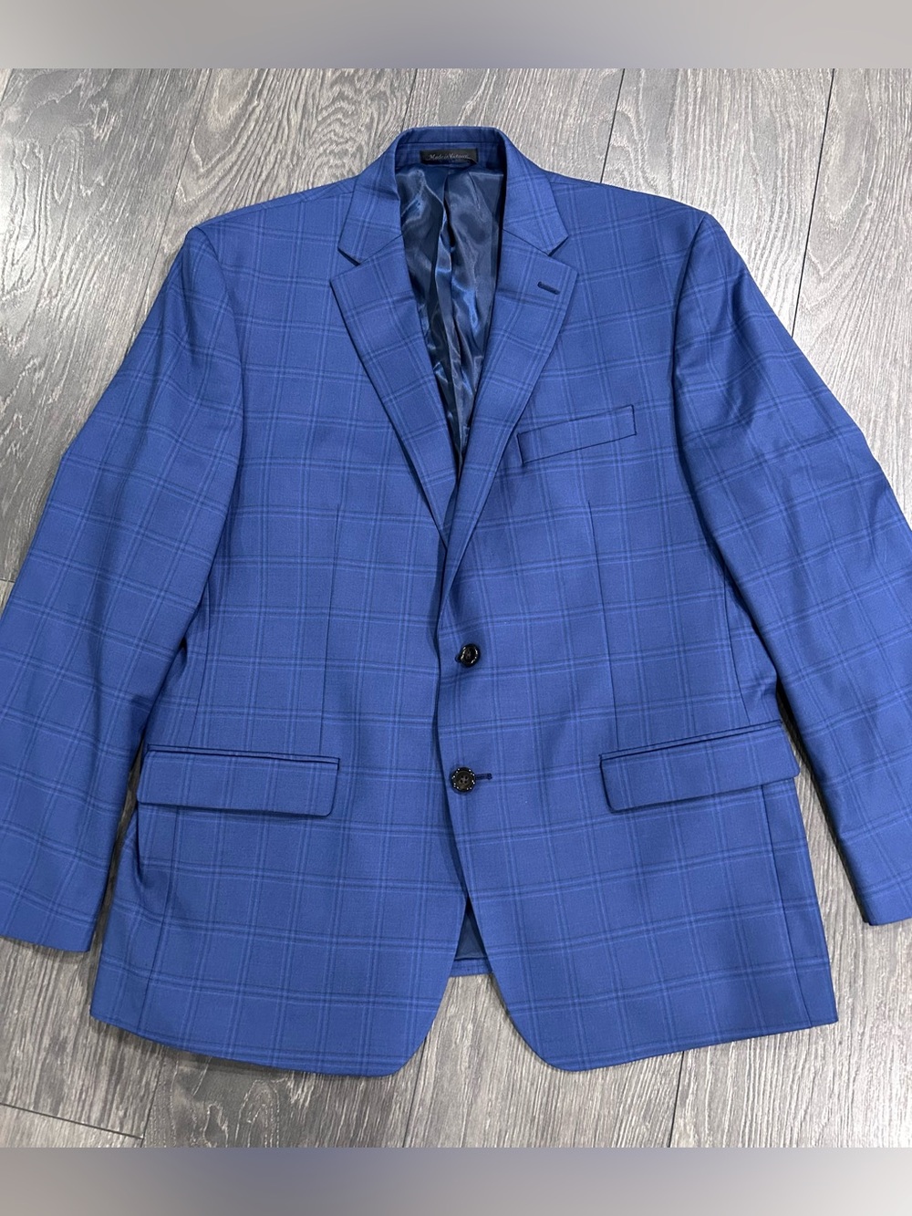 Lauren Ralph Lauren Sport Coat Mens 44R Blue Windowpane Stretch Blazer